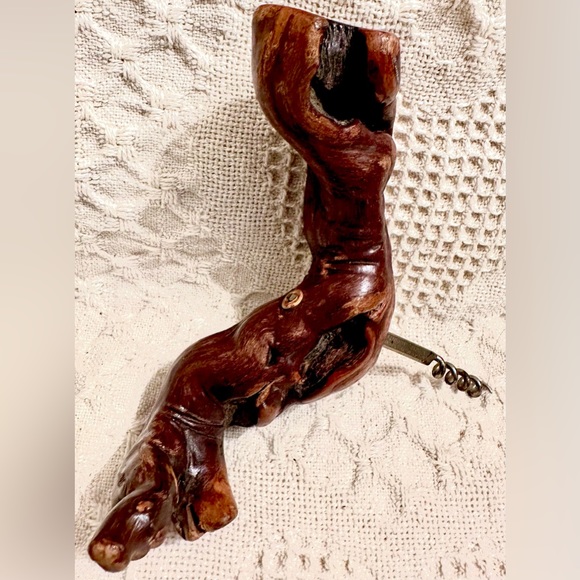 Vtg French Laurent Siret Rochefort France Root Corkscrew Rustic Wood Handle - Picture 8 of 8